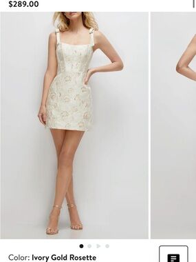 Dessy Collection Ivory & Gold Rosette Mini Dress